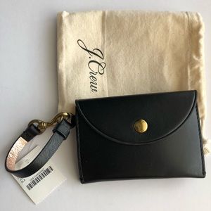 NWT J. Crew Black Leather Coin Purse Card Holder